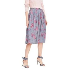 Banana Republic Watercolor Ikat Pleated Midi Skirt